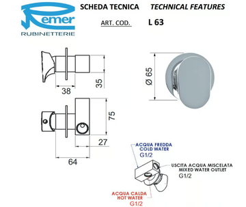 CLASS LINE - Chrome-plated single handle shower mixer by Remer Rubinetterie - view 3